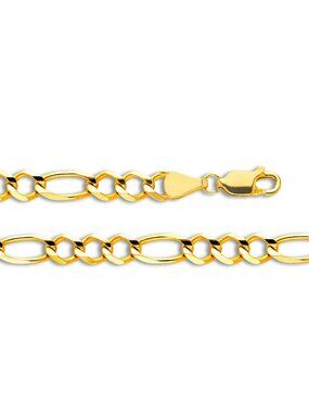 14K Yellow Gold 5.6mm Figaro Chain Bracelet | Open Link Chain By Tehrani Jewelry